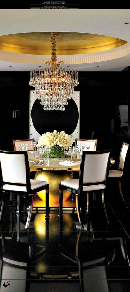 Black And Gold Dining Room Sophisticated and Luxurious Decor in a Dining Space in Black and Gold