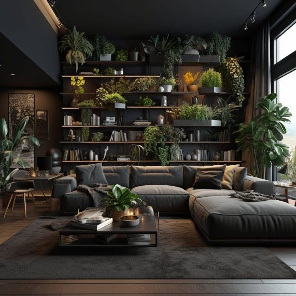 Black Living Room Sleek and Stylish Decor for a Black-themed Living Space