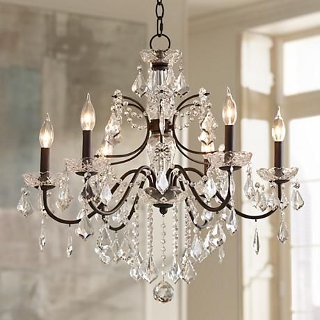 Bronze Chandelier With Crystals Elegant Lighting Fixture Adorned with Stunning Crystals