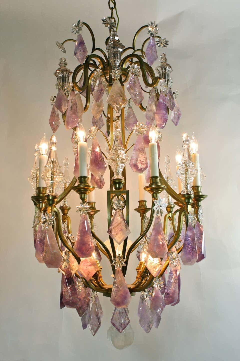 Bronze Chandelier With Crystals Elegant Lighting Fixture Featuring Beautiful Crystals