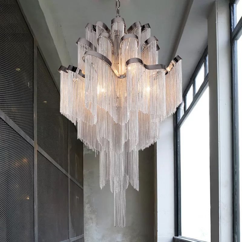 Chandelier In Silver Elegant Lighting Fixture for a Sophisticated Home