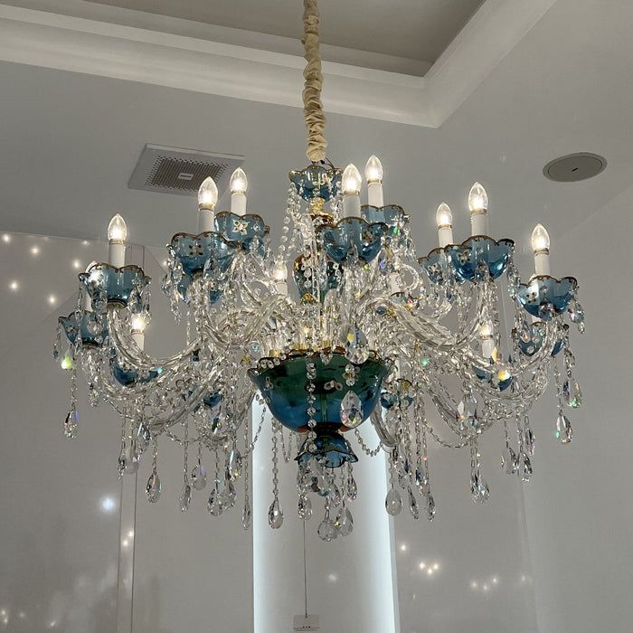 Crystal Blue Chandelier Elegant and Stunning Chandelier in Shades of Blue