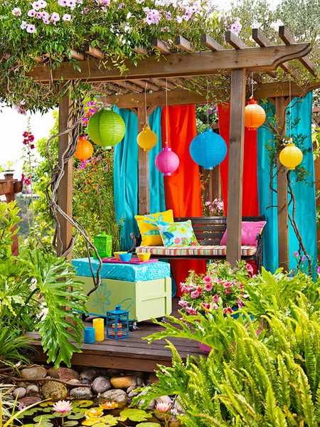 Outdoor Curtain Make Garden Colorful : Outdoor Curtain Make Garden Colorful Transforming Space