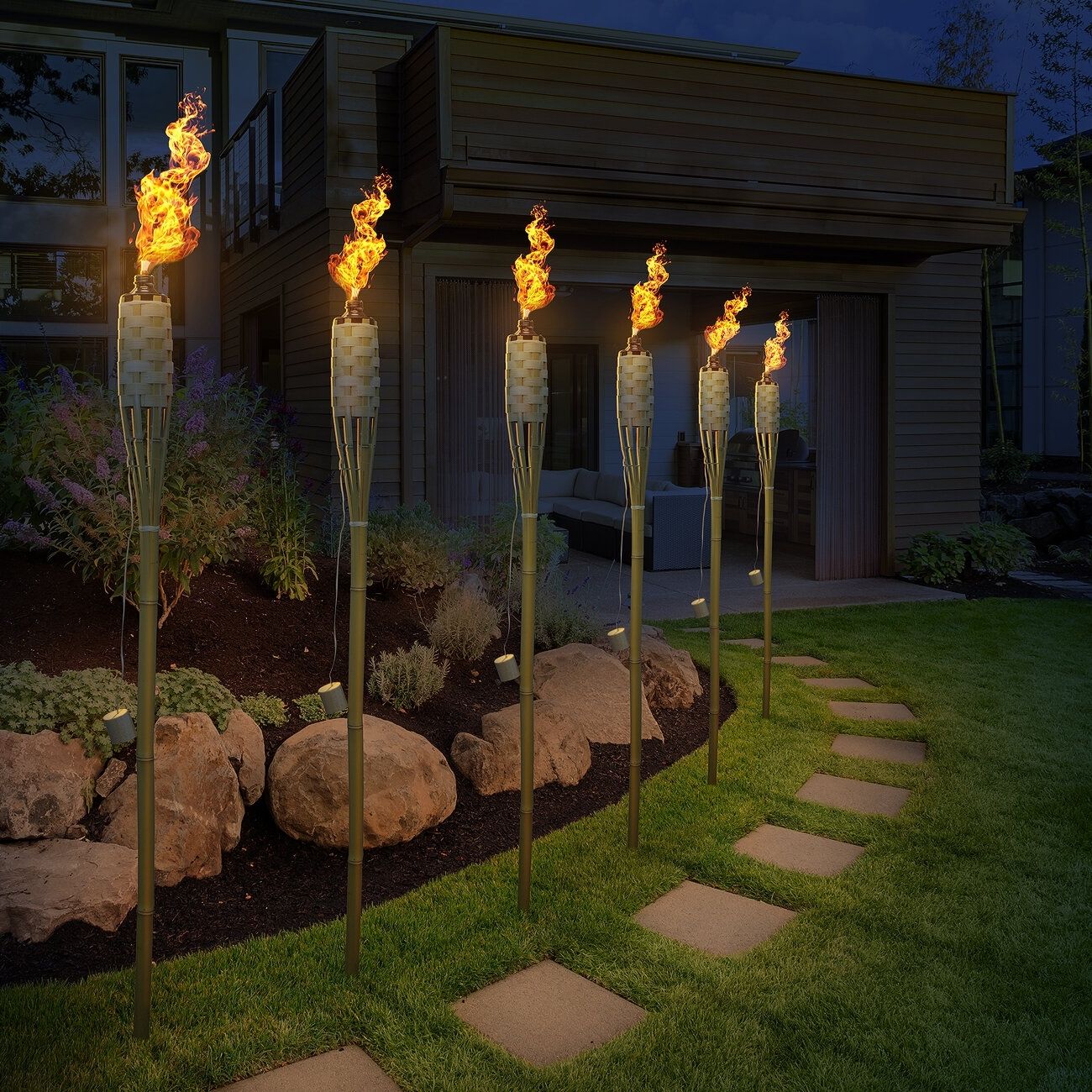 Soft Lights With Torches Create ambience with torches and gentle illumination