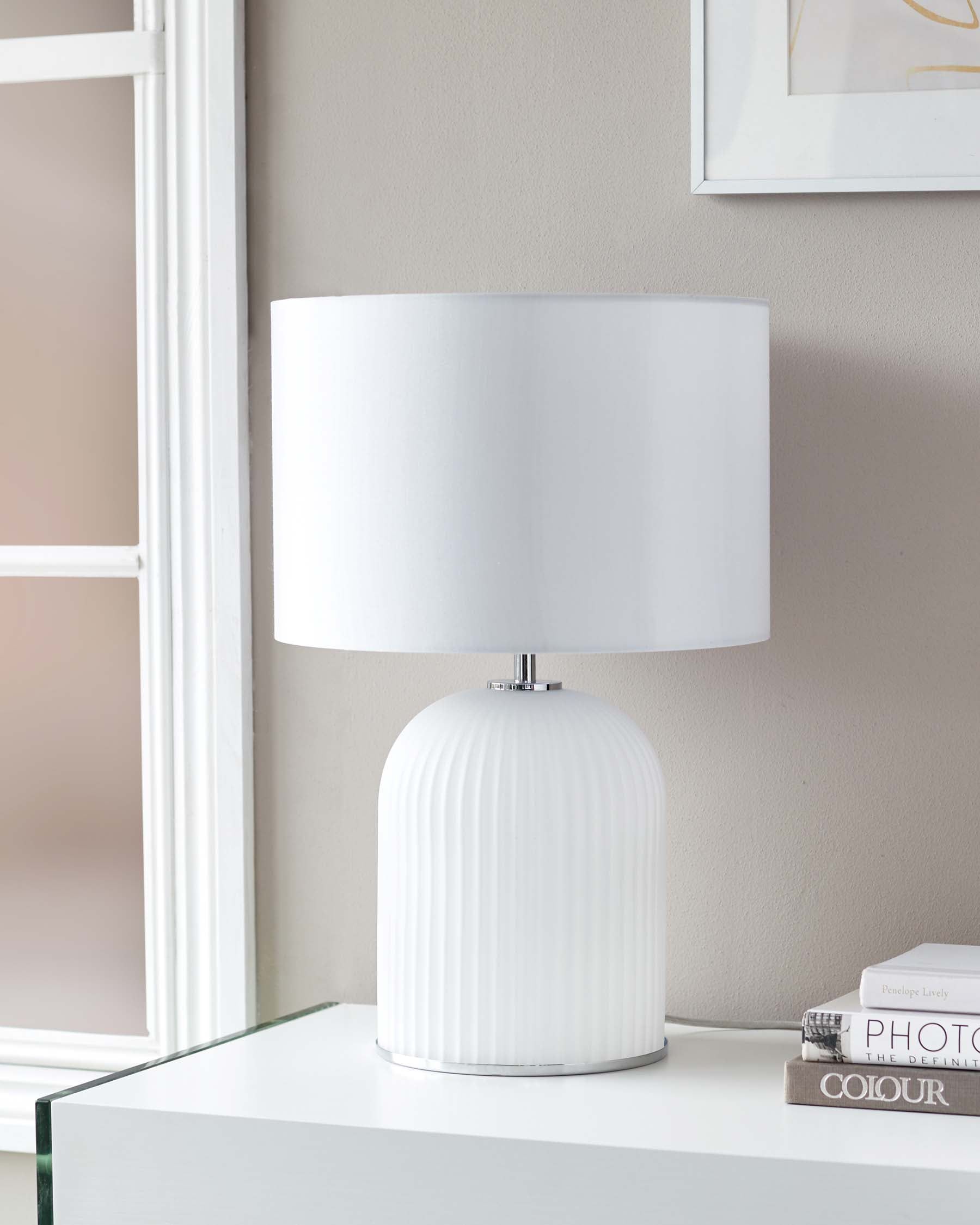 White Bedside Lamp Elegant Nightstand Light for a Modern Bedroom