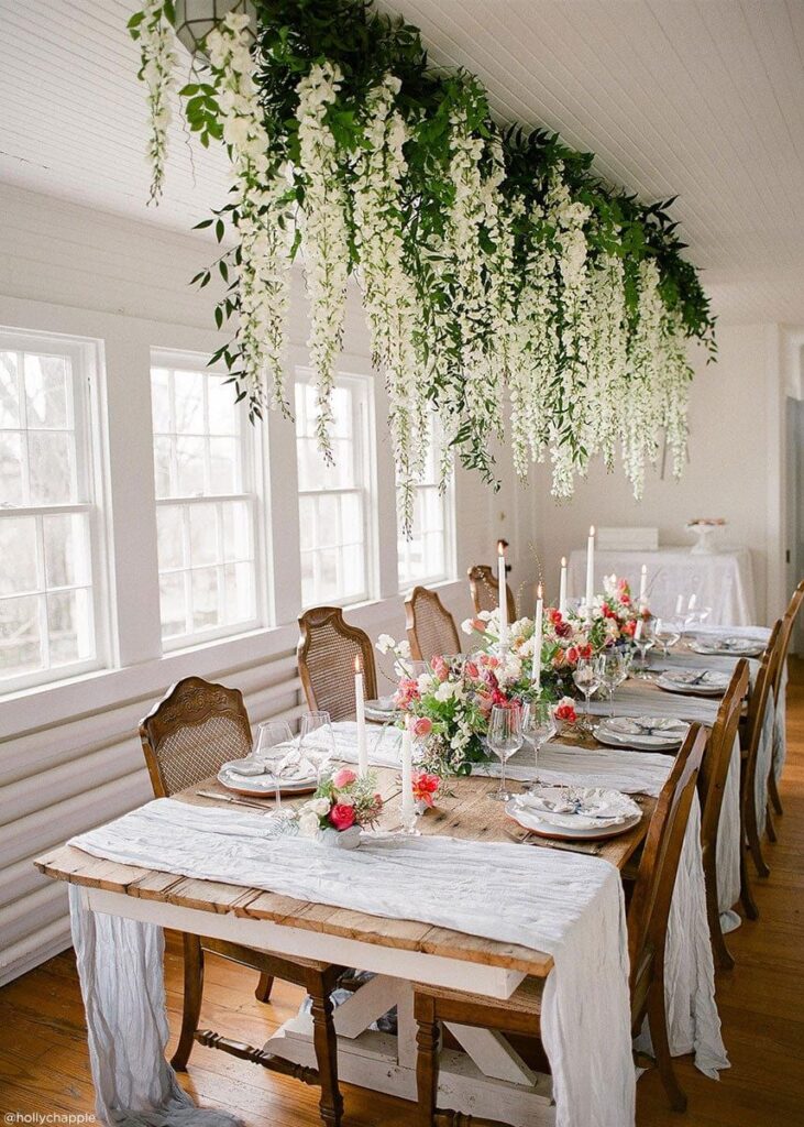 hanging flowers from ceiling