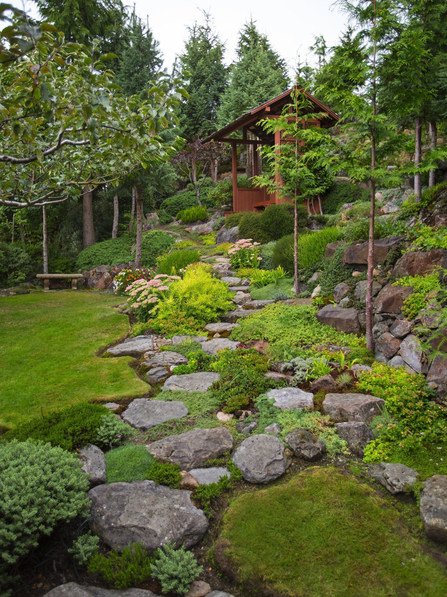 Rock Garden Nature’s Sculpted Oasis Amidst Lush Greenery