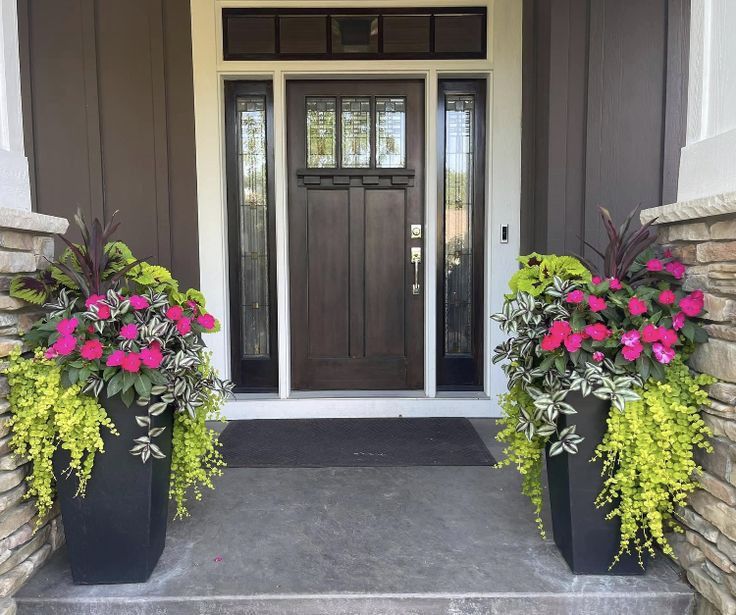 Tall Planters Front Door Ideas for Adding Curb Appeal