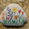 rock painting flowers