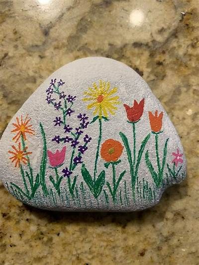 rock painting flowers