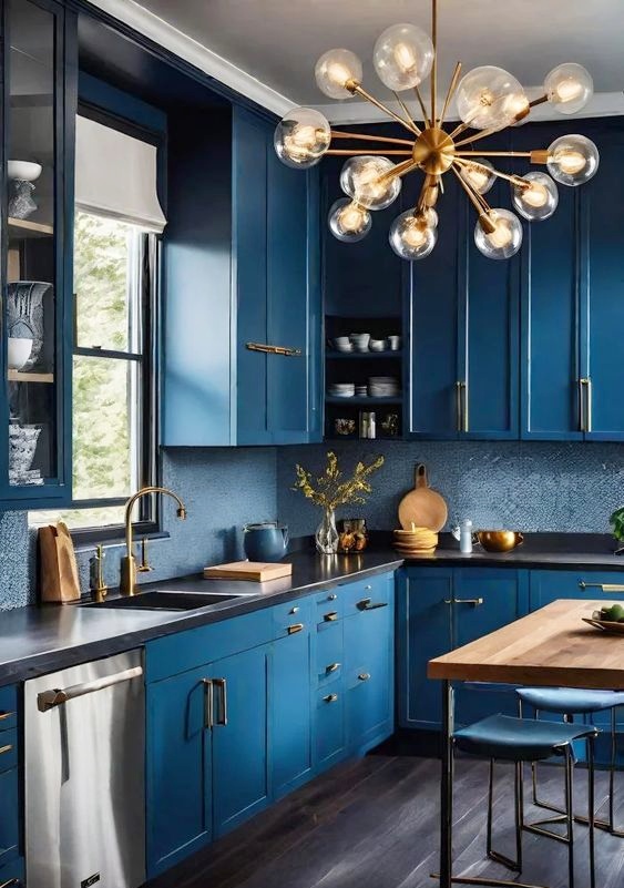 Blue art deco kitchen: A timeless blend of elegance and functionality