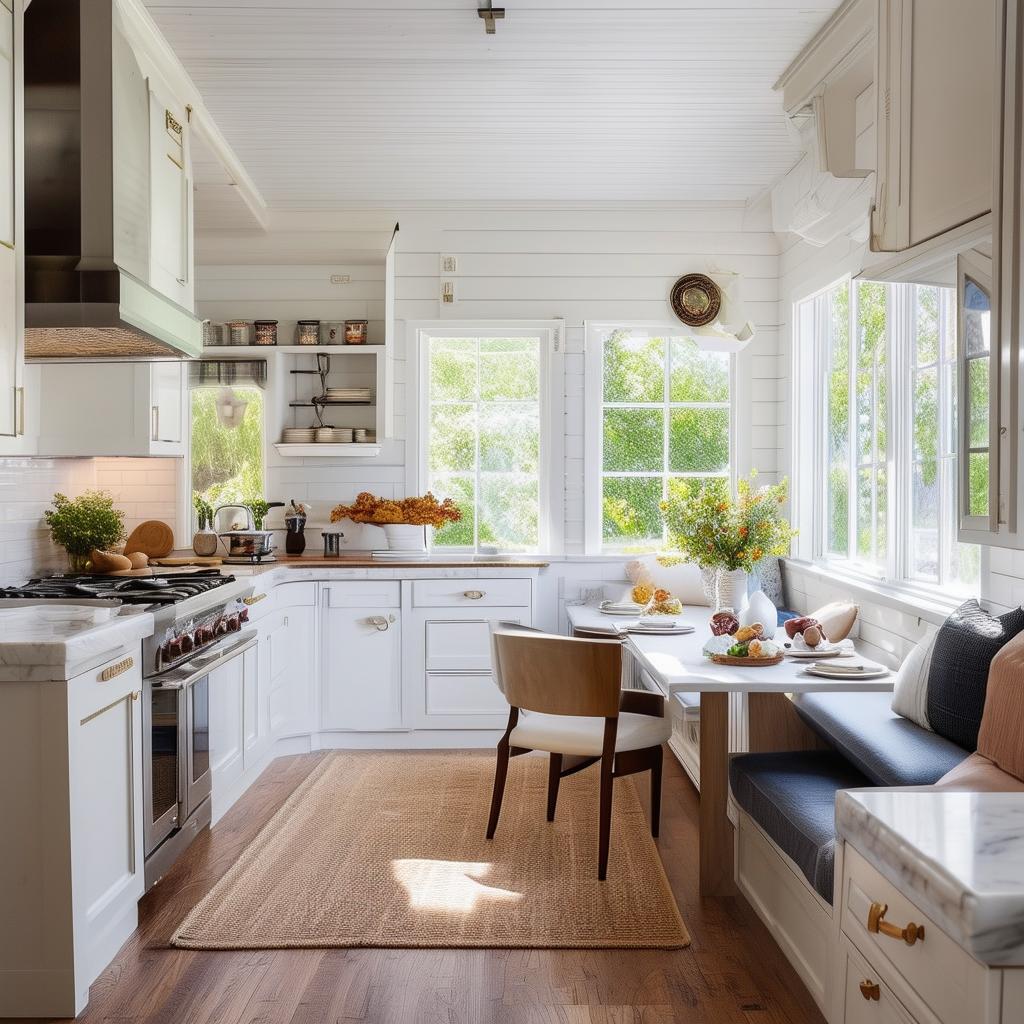 Kitchen design with breakfast nook, a cozy corner for morning meals