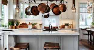 Kitchen design with pot rack- A perfect blend of style and functionality
