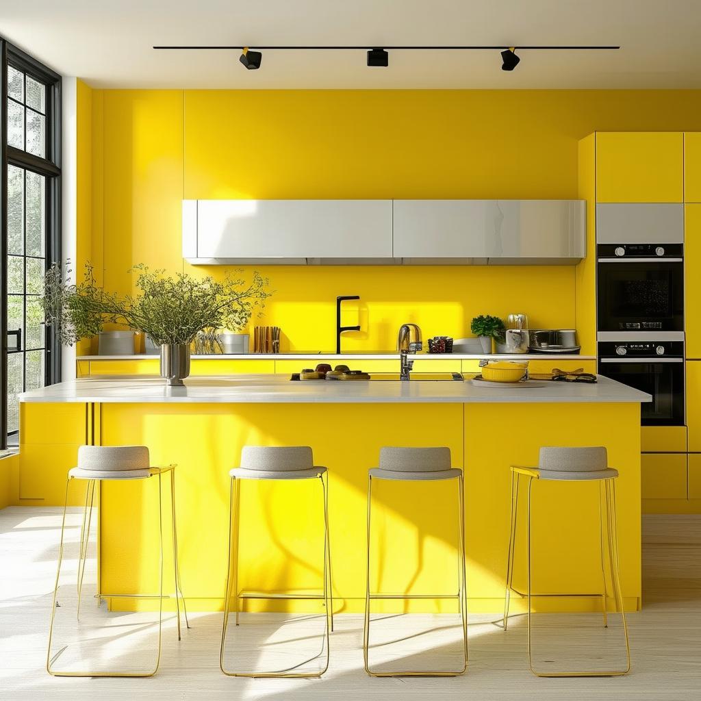Kitchen design with yellow walls, bringing sunshine into your space
