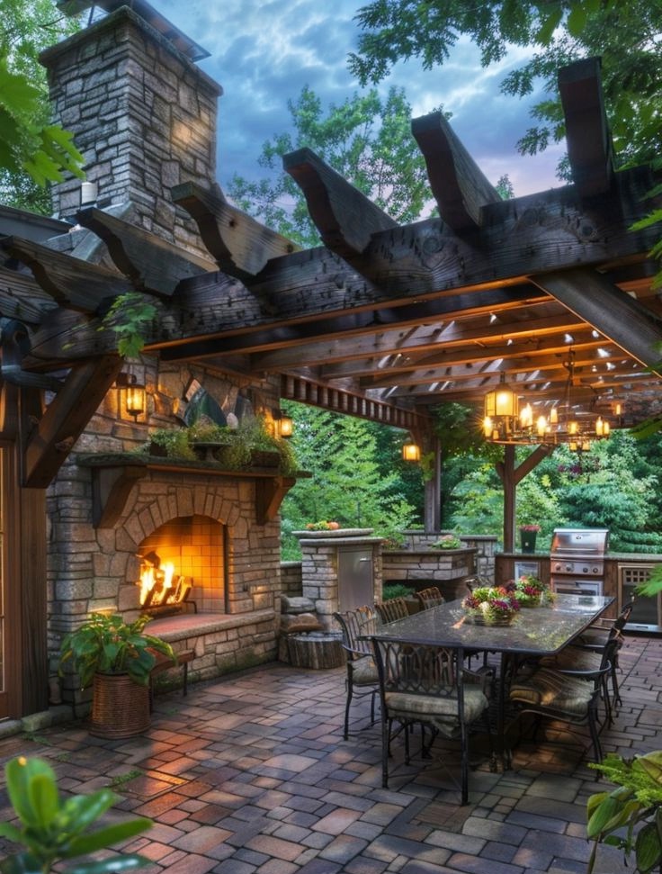 Outdoor kitchen with pergola: Cooking and Dining in Style.