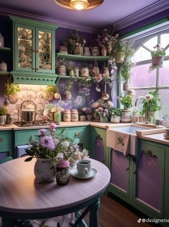 Emerald and Lavender Kitchen Style