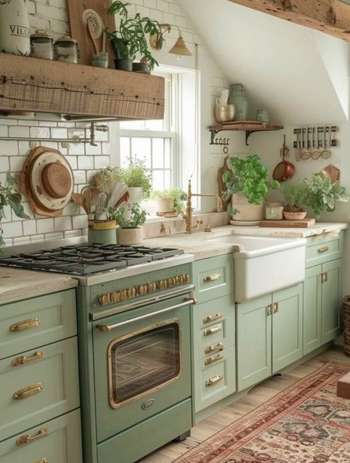 Achieving the Perfect Blend: Green and White Vintage Kitchen Ideas