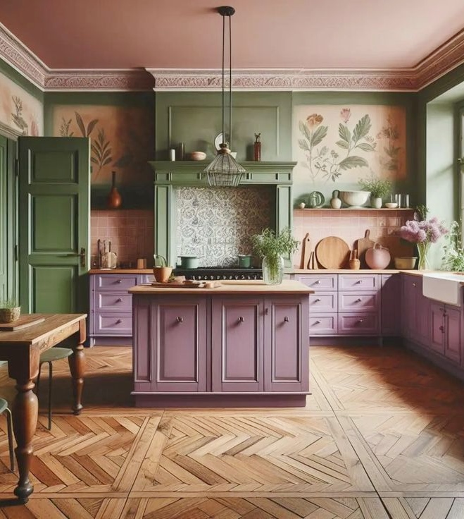 Indulgent Lavender and Green Kitchen