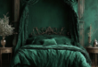 Gothic Elegance: Dark Green Victorian Bedroom Design