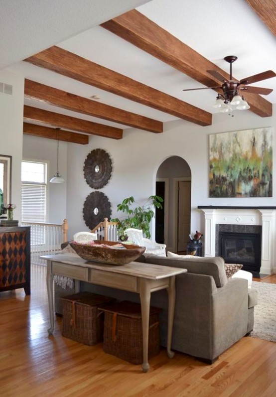 Living Rooms Design Ideas With Exposed Wooden Beams